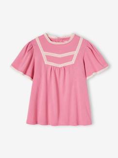 Maedchenkleidung-Shirts & Rollkragenpullover-Mädchen Blusenshirt mit Häkelbordüren