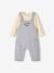 Baby-Set: Shirt & Latzhose, personalisierbar - dunkelgrau meliert+graublau+karamell - 11