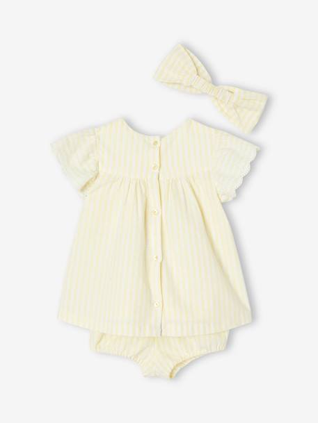 Baby-Set: Kleid, Spielhose & Haarband - hellgelb - 5