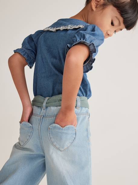 Weite Mädchen 7/8-Jeans mit Gürtel - blue stone+double stone - 17