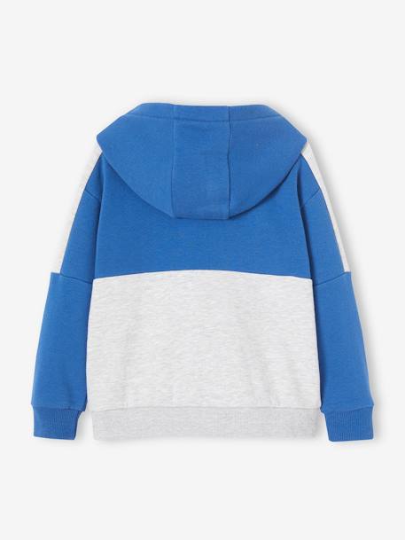 Jungen Kapuzensweatjacke - blau+grau meliert+grün - 2