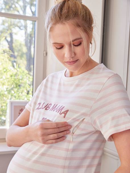 Sleepshirt für Schwangerschaft und Stillzeit, Bio-Baumwolle - rosa - 2
