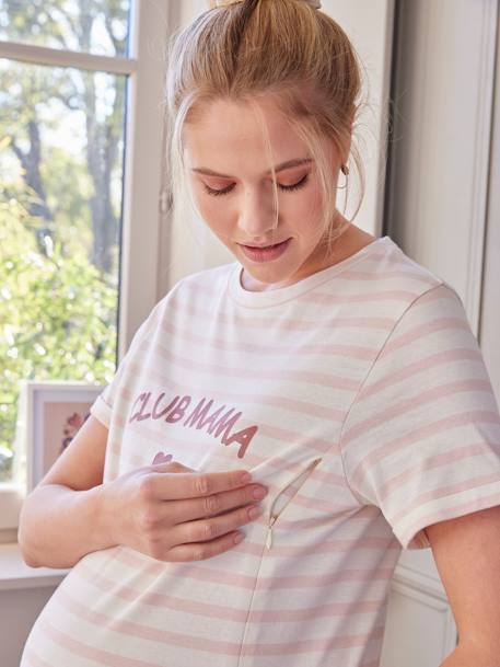 Sleepshirt für Schwangerschaft und Stillzeit, Bio-Baumwolle - rosa - 3