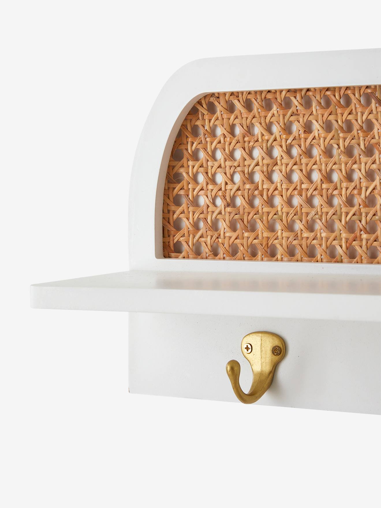 Thumbnail - Wandgarderobe mit Rattan POESIE mit Ablage und 3 Kleiderhaken