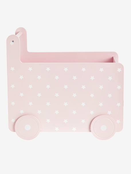 Fahrbare Spielzeugkiste mit Tafel - rosa/sterne - 5