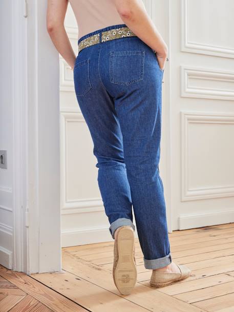 Umstands-Jeans mit Paperbag-Bund - blue stone+dark blue - 9