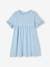 Mädchen Kleid mit Lochstickereien - graublau+pfirsich - 1