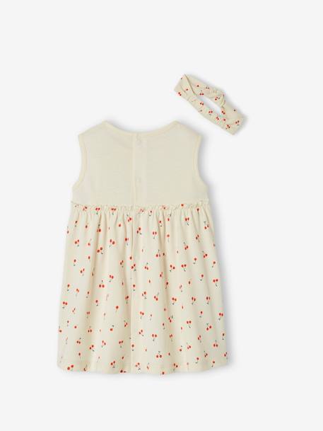 Kleid mit Haarband für Mädchen Baby Oeko Tex - altrosa+graugrün bedruckt+wollweiß+zartrosa+zartrosa - 15