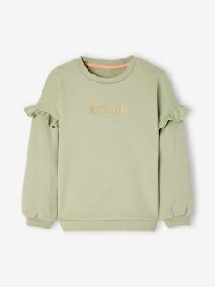 Maedchenkleidung-Pullover, Strickjacken & Sweatshirts-Mädchen Sweatshirt mit Volants, personalisierbar