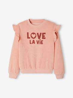 Maedchenkleidung-Pullover, Strickjacken & Sweatshirts-Mädchen Frottee-Sweatshirt mit Volants