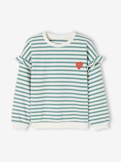 Maedchenkleidung-Pullover, Strickjacken & Sweatshirts-Mädchen Ringel-Sweatshirt, Volantärmel