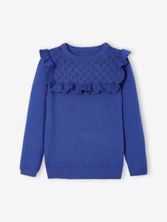Maedchenkleidung-Pullover, Strickjacken & Sweatshirts-Mädchen Pullover mit Brustpasse und Rüschen Oeko-Tex