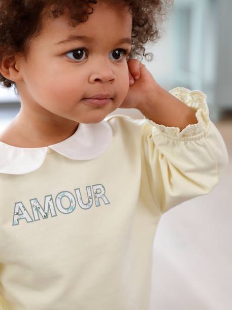 Baby Sweatshirt mit Bubikragen - hellgelb - 1