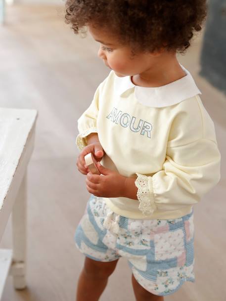 Baby Sweatshirt mit Bubikragen - hellgelb - 2