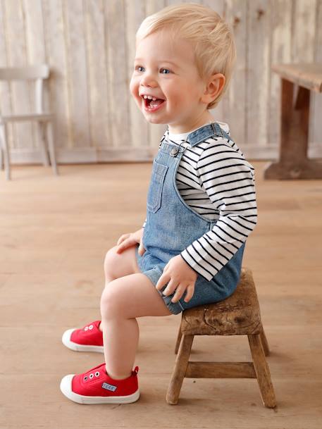 Baby Stoff-Sneakers mit Gummizug - blau+rot - 16