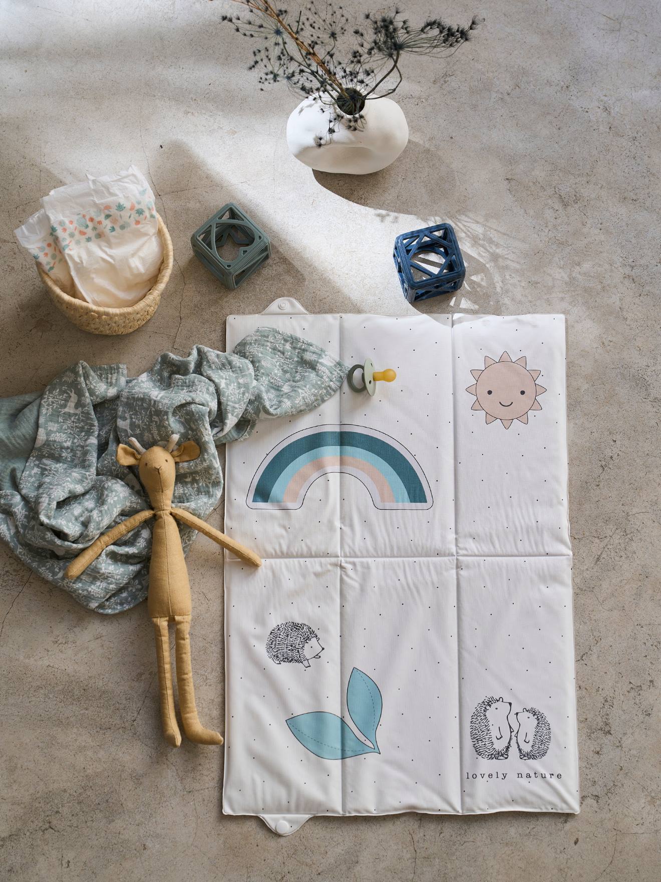 Vertbaudet Baby Reise-Wickelunterlage Weiß/Lovely Braune Einheitsgröße