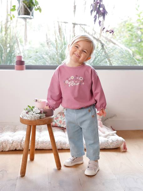 Baby Sweatshirt, bedruckt - dunkelrosa - 10