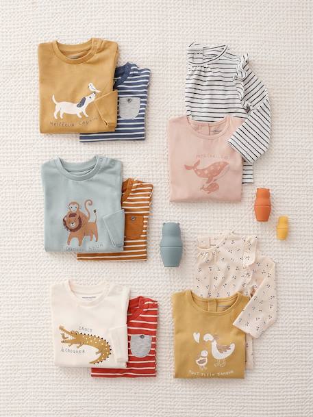 2er-Pack Baby Shirts BASIC - bronze+graublau+wollweiß - 21
