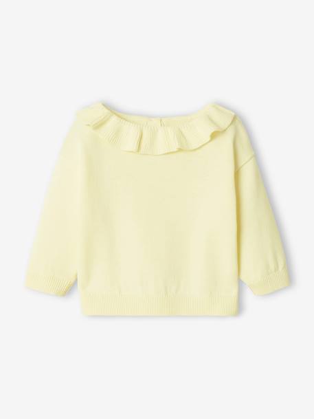 Baby Pullover mit Rüschenkragen Oeko-Tex - hellgelb+zartrosa - 1