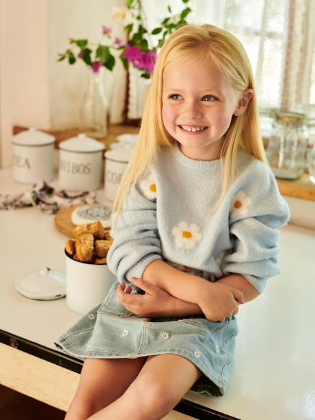 Weicher Mädchen Jacquardpullover Oeko-Tex - hellblau+rosa - 4