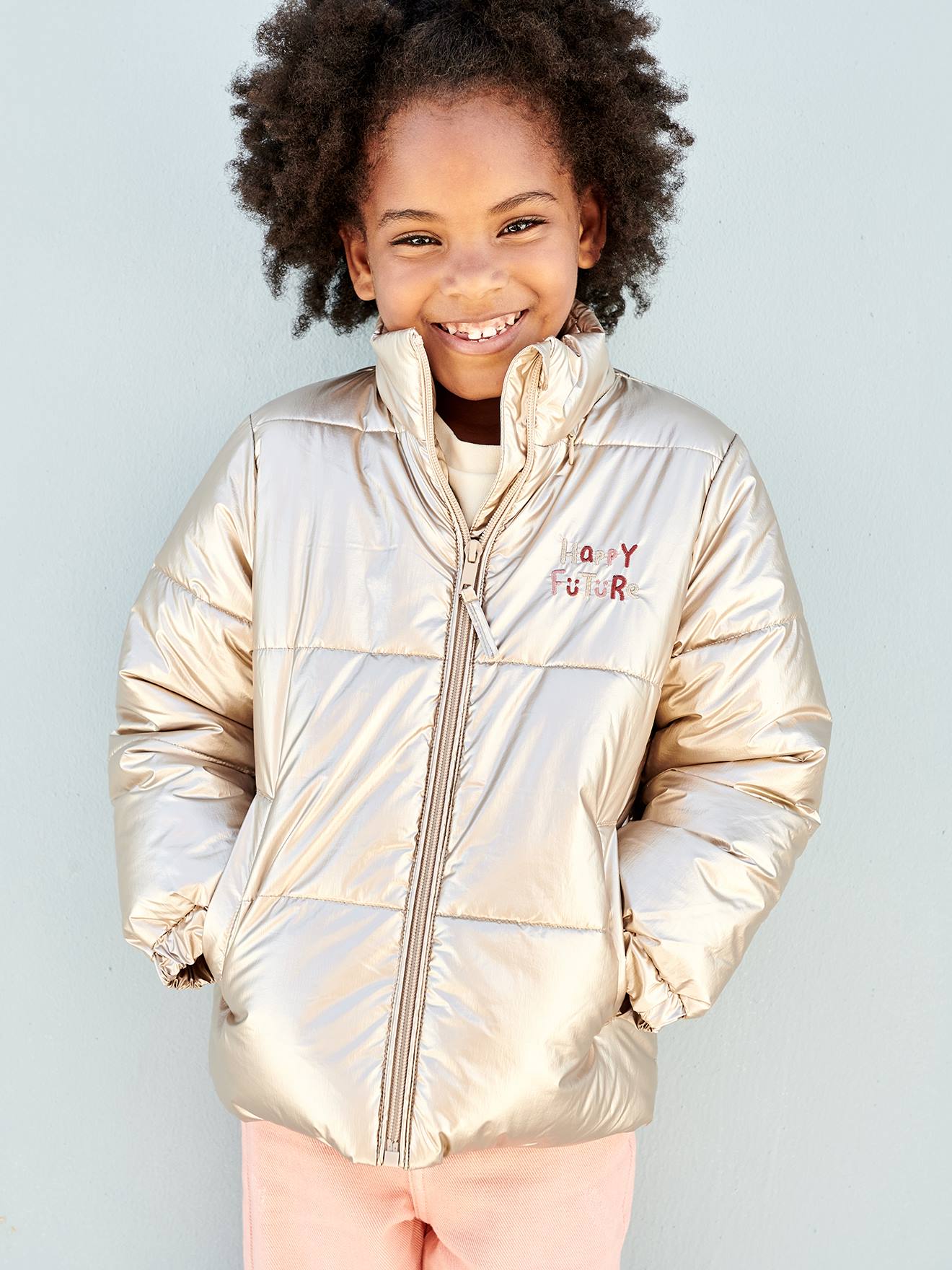 Thumbnail - Mädchen Light-Steppjacke in Metallic-Optik mit Recyclingmaterial