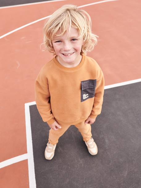Jungen Sport-Sweatshirt mit Tasche - braun - 6
