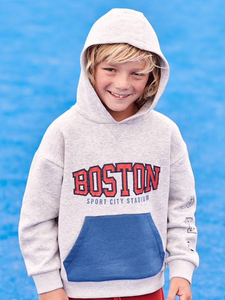 Jungen Sport-Kapuzensweatshirt „Boston“ - grau meliert - 1