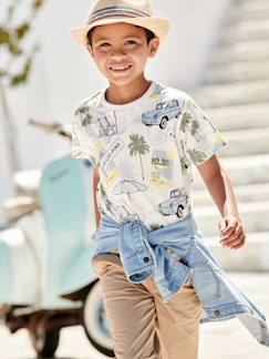 Jungenkleidung-Shirts, Poloshirts & Rollkragenpullover-Shirts-Jungen T-Shirt, Urlaubs-Print Oeko-Tex