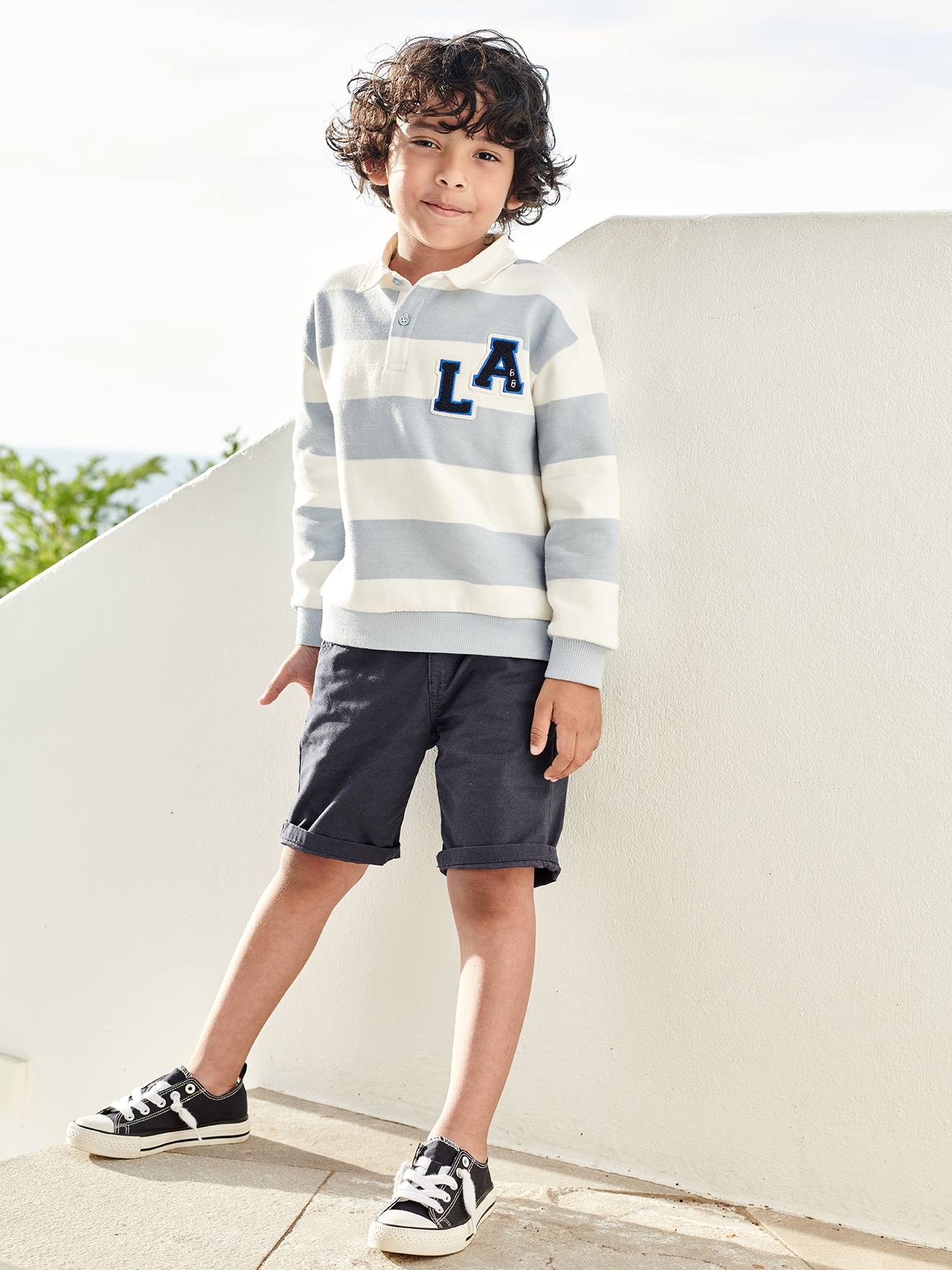 Jungen Chino-Shorts, Bundweite verstellbar blau Gr. 134 von vertbaudet