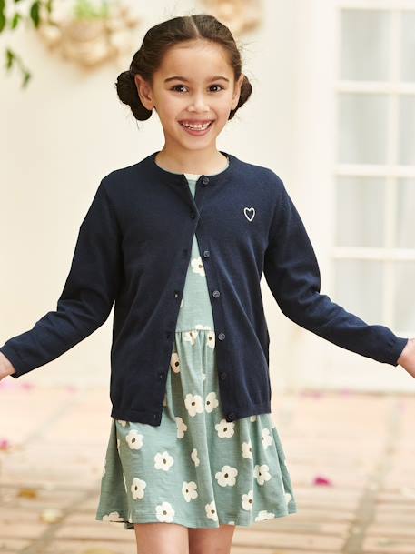 Mädchen Strickjacke  BASIC, personalisierbar - grün+hellblau+hellrosa+karamell+nachtblau+pfirsich+schwarz - 20