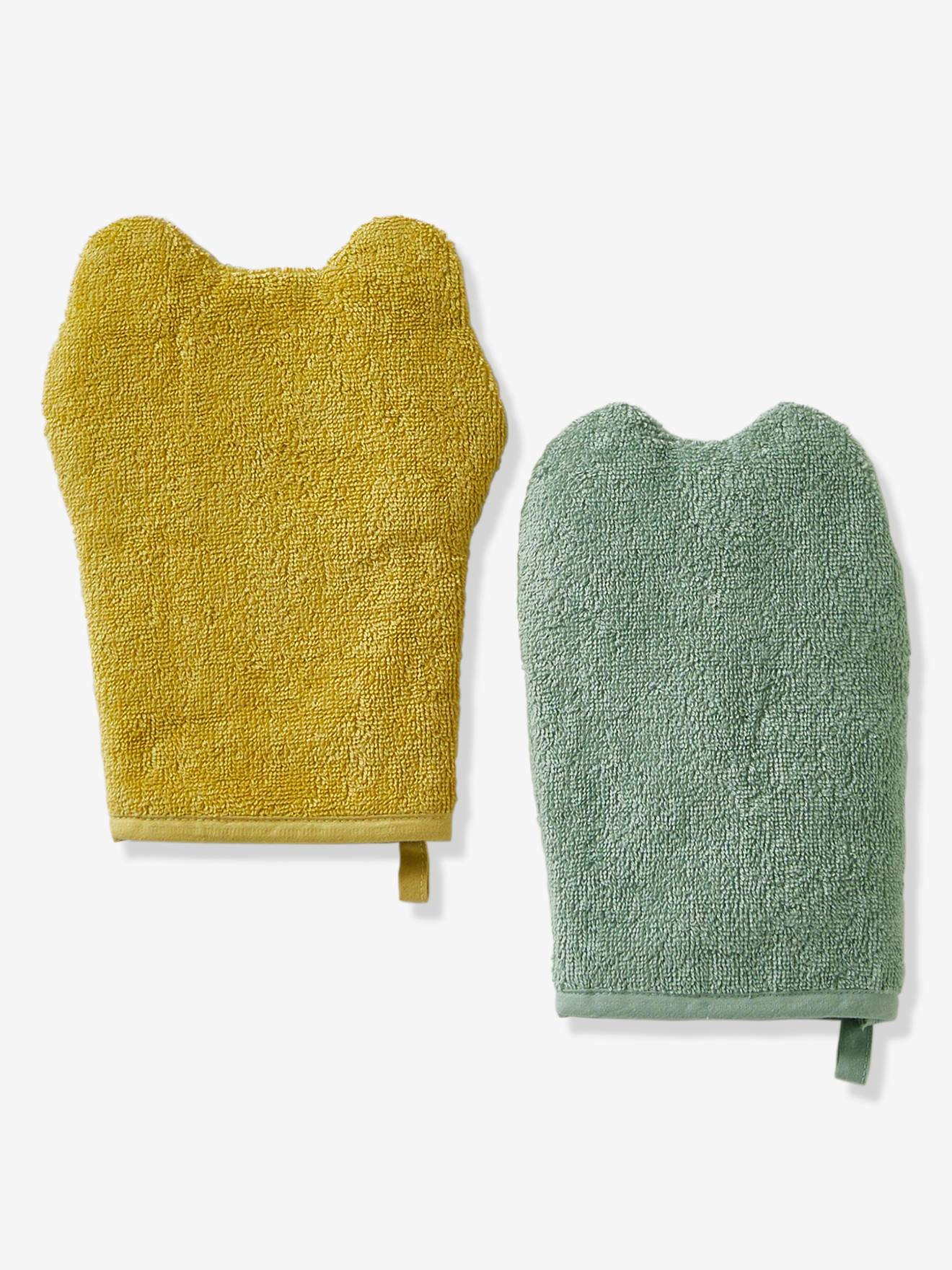 Thumbnail - 2er-Pack Baby Waschhandschuhe OZEAN salbei