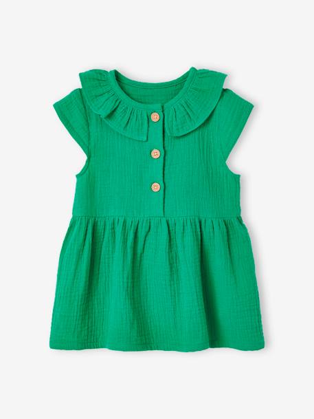 Mädchen Baby Kleid - grün+orange - 2