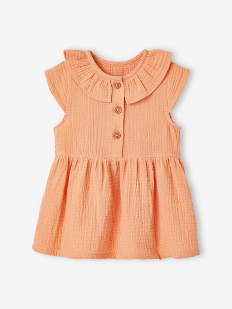 Mädchen Baby Kleid - grün+orange - 9