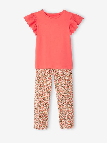 Mädchen-Set: Hose & T-Shirt Oeko-Tex - gelb+koralle+nachtblau+türkis bedruckt+smaragdgrün - 7
