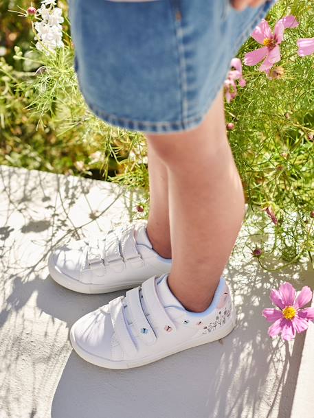 Mädchen Klett-Sneakers, Schleifen - marine+weiß bedruckt sterne+wollweiß - 16
