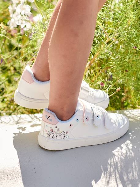Mädchen Klett-Sneakers, Schleifen - marine+weiß bedruckt sterne+wollweiß - 22