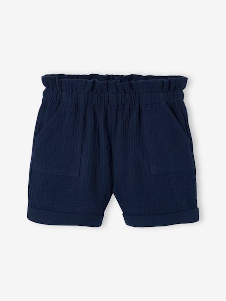 Mädchen-Set: T-Shirt & Shorts - marine+pfirsich - 3