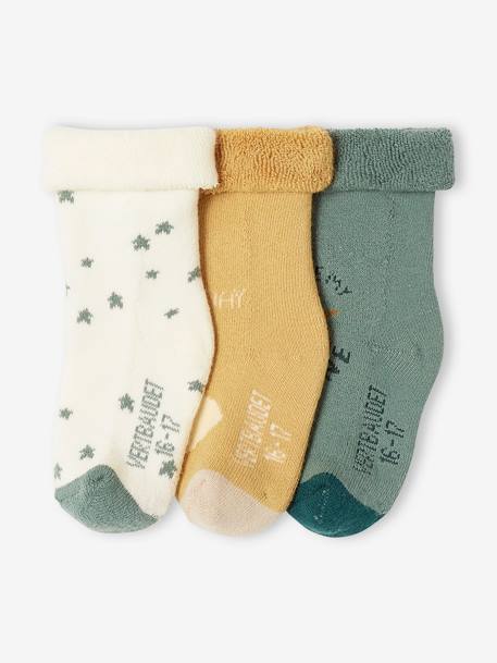 3er-Pack Baby Socken, Sterne/Wolke/Sonne Oeko-Tex - salbeigrün - 1