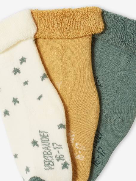 3er-Pack Baby Socken, Sterne/Wolke/Sonne Oeko-Tex - salbeigrün - 3