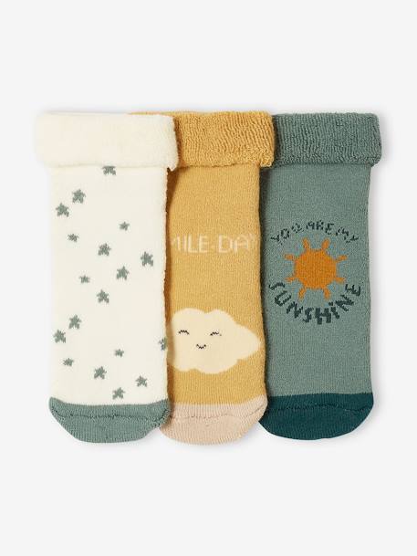 3er-Pack Baby Socken, Sterne/Wolke/Sonne Oeko-Tex - salbeigrün - 2