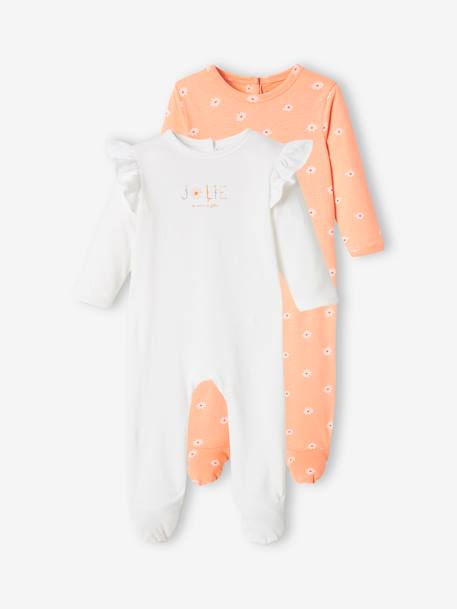 2er-Pack Mädchen Baby Strampler Oeko-Tex - pfirsich - 1