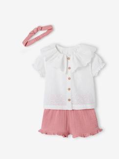 Babymode-Baby-Sets-Mädchen Baby-Set: Bluse, Shorts & Haarband