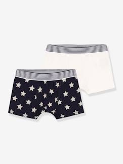 Jungenkleidung-Unterwäsche & Socken-Unterhosen & Boxershorts-2er-Pack Jungen Boxershorts PETIT BATEAU, Bio-Baumwolle