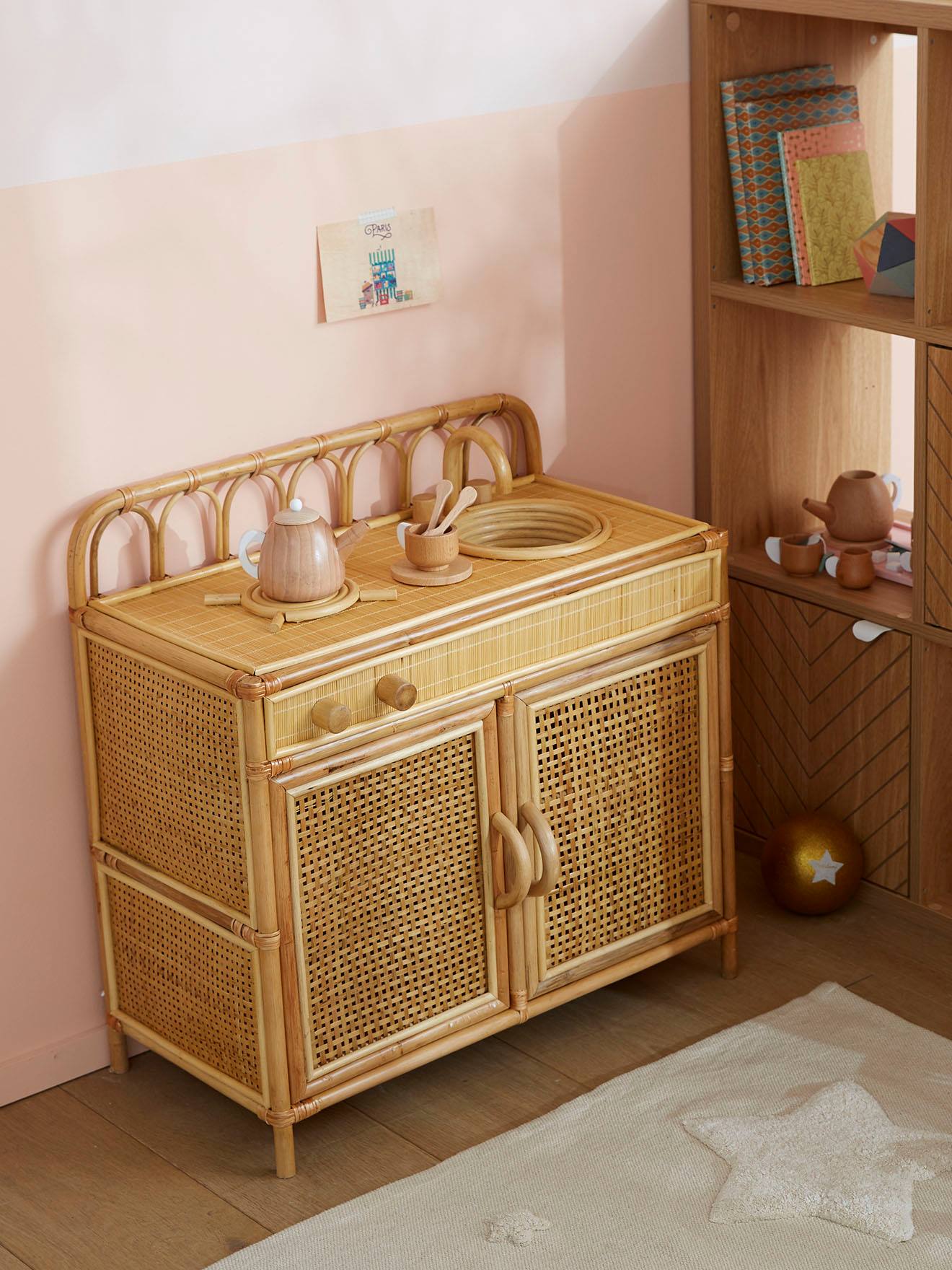 Vertbaudet Spielküche Aus Rattan Mini Boho Braun Einheitsgröße