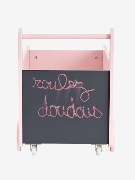 Fahrbare Spielzeugkiste mit Tafel - rosa/sterne - 3