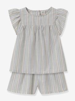Maedchenkleidung-Schlafanzüge & Nachthemden-Kurzer Mädchen Schlafanzug CYRILLUS mit Streifen