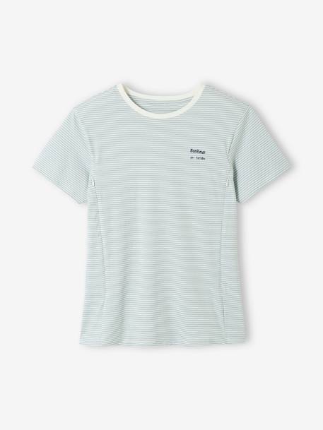 T-Shirt aus Baumwolle, Schwangerschaft & Stillzeit Oeko-Tex - grün gestreift+marine gestreift+rot gestreift - 5