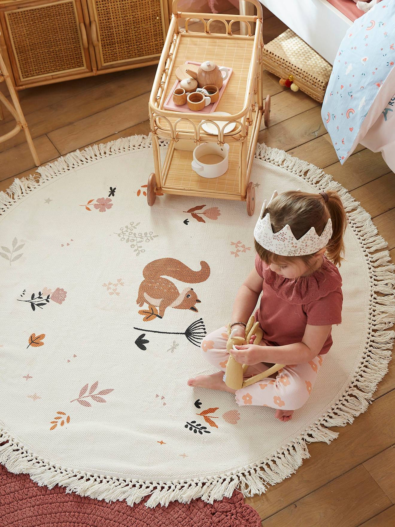 Vertbaudet Kinderzimmer Teppich Naturprinzessin Wollweiß Einheitsgröße