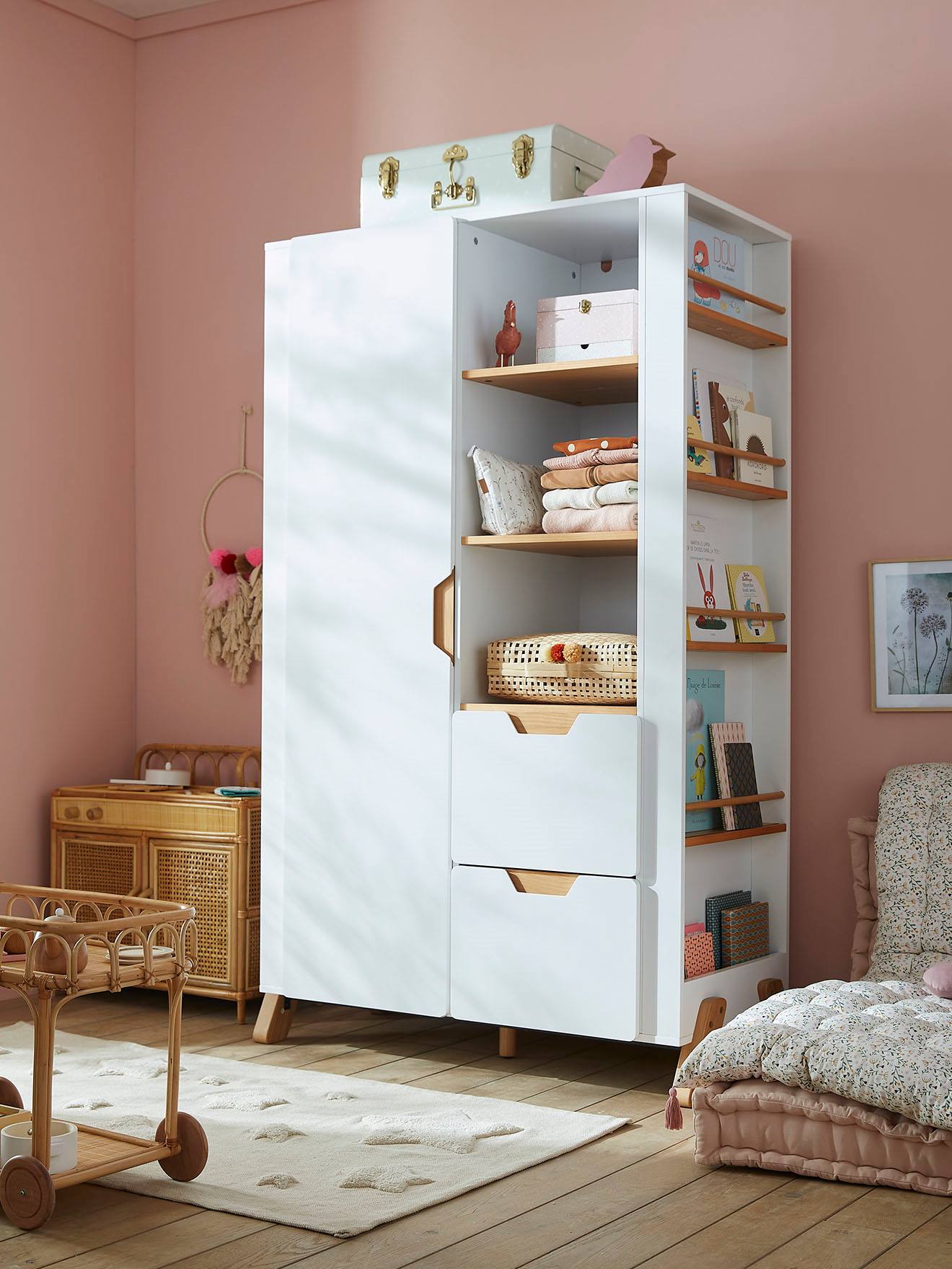 Thumbnail - Kinder Kleiderschrank PIROUETTE mit Bücherregal