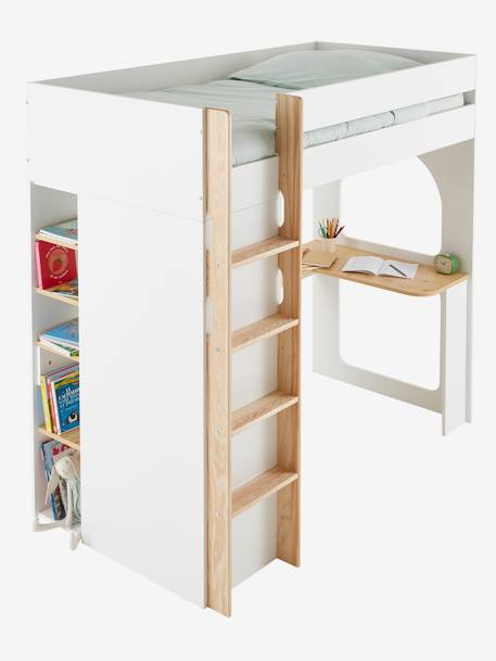 Kinderzimmer Kombi-Hochbett „Combinid“, Schreibtisch, Schrank & Regal - weiß - 1